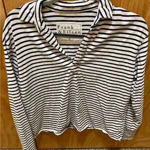 New Listing-Frank & Eileen Black and White Striped Top